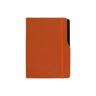 L Kesikli Şeklinde Lastik Kilitli Kapaklı Deri Defter - Turuncu