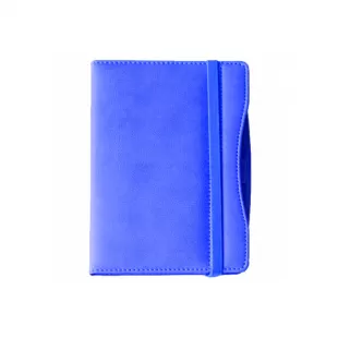 Lastik Kalemlik ve Lastikli Kilitli Oval Köşeli Termo Deri Defter - Lacivert